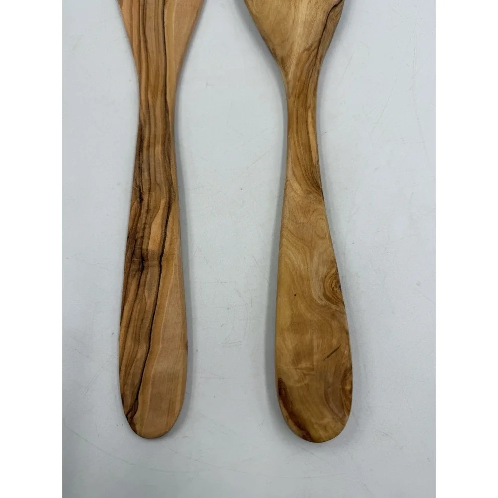 Olive Wood Kitchen Utensil Set of 2 Handcrafted Spoon & Spatula Cooking 12